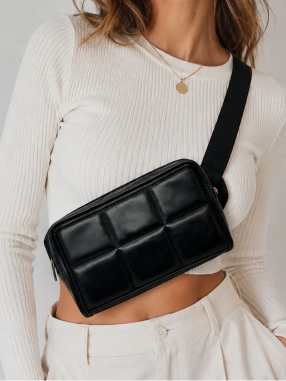 Amanda Uprichard NWT Black Quilted cross body bag